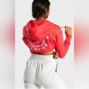 Women's Red Fitness Crop Hoodie